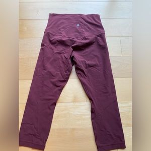 lululemon Align Super-High-Rise Crop 21" Size 8 Red Merlot